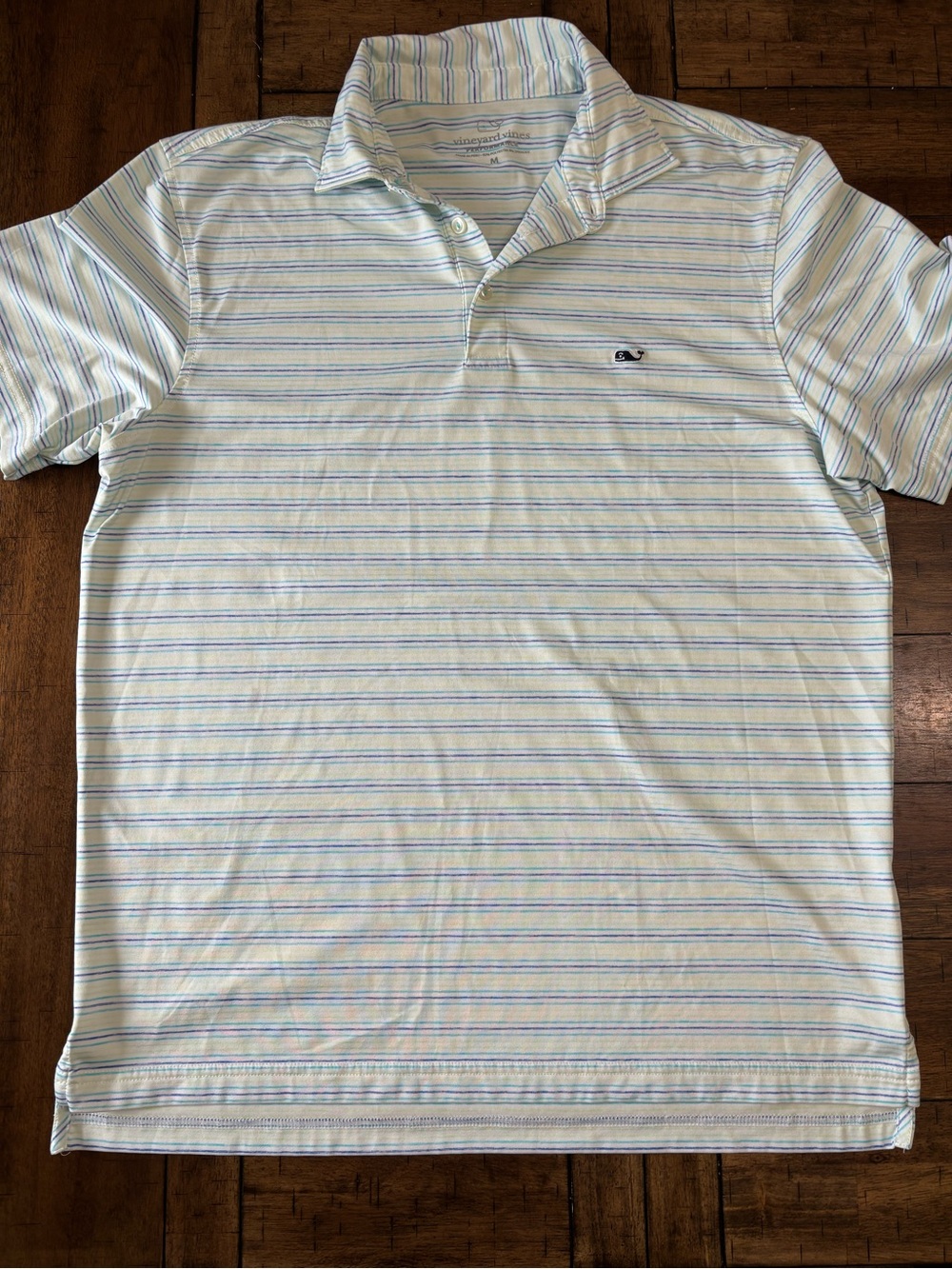 Vineyard Vines Men's Polo in Light Blue and White Stripe